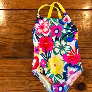 Girls floral cross back swimsuit